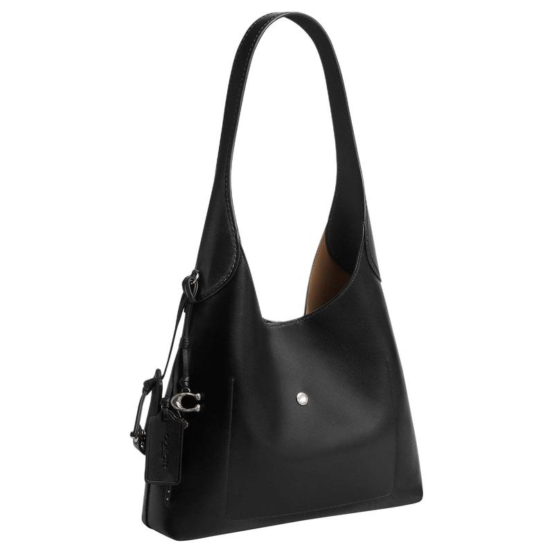 Coach Borsa a spalla hobo in pelle di vacchetta marca Brooklyn 28 piccola da donna nera con marrone