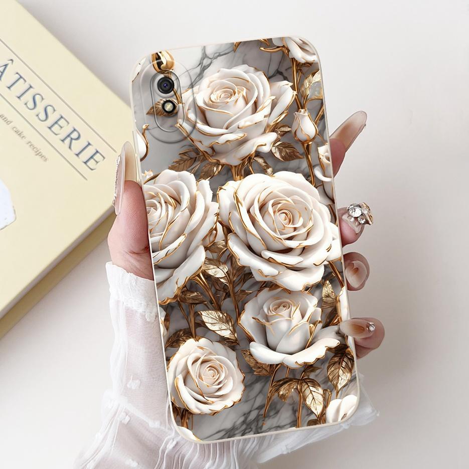 For Xiaomi Redmi 9A Case Luxury Flowers Candy Painted Cover 6.53'' Soft Silicone Phone Case For Redmi 9AT 9A Redmi9A Fundas Capa