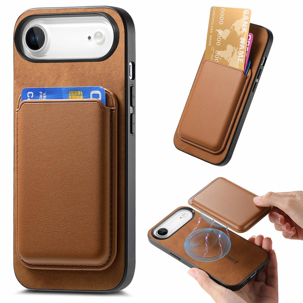 For iPhone Air Case Detachable Magnetic Card Bag Leather Phone Back Cover