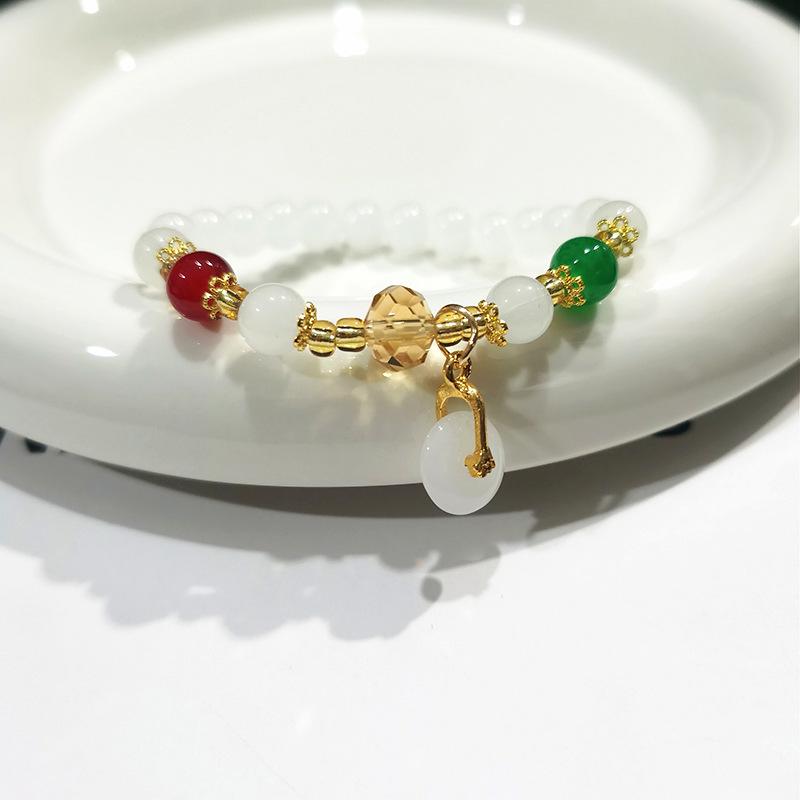 New Women's Mori Style Butterfly Glass Bracelet with Colorful Crackle Beads