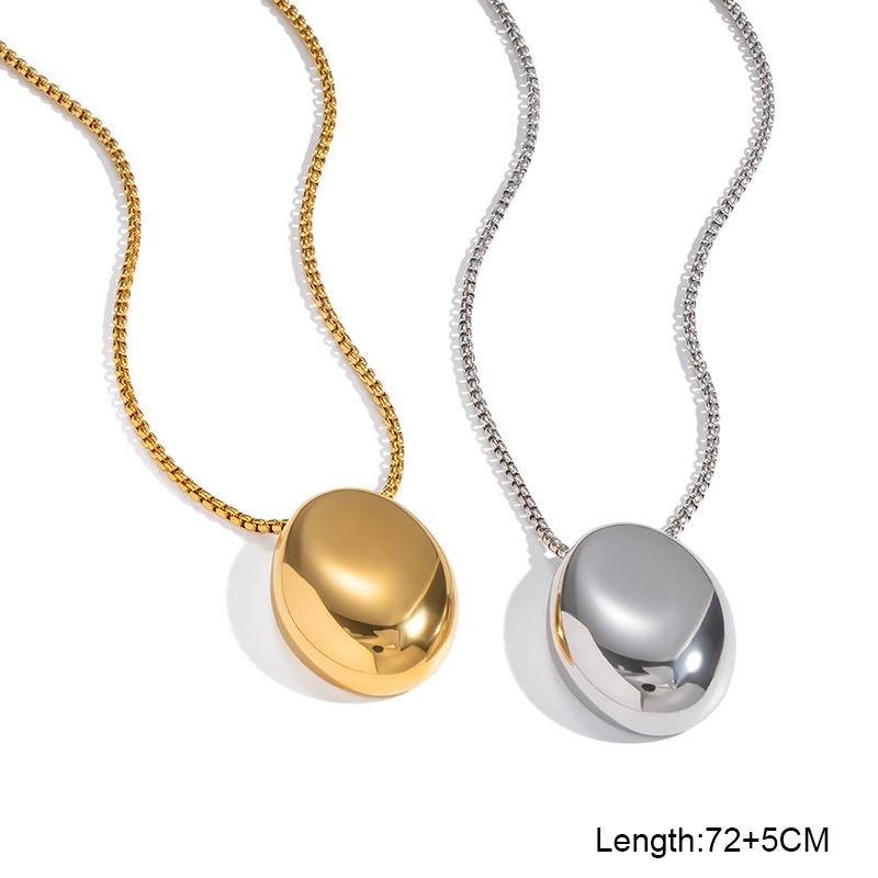 Collana Pendente Acciaio Inossidabile Forma Uovo per Donne Uomini Metallo Grande Ovale Goccia d'Acqua Catena Maglione Collana Lunga Gioielli Eleganti