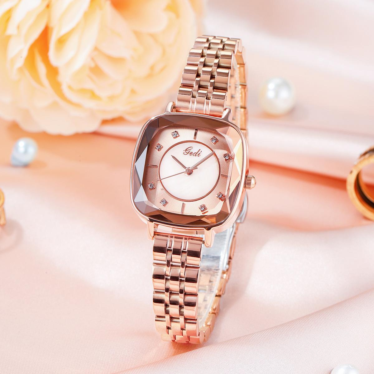 Square Small Dial Small Square Watch Ladies Wind Summer Waterproof Steel Belt Quartz Watch розового золота