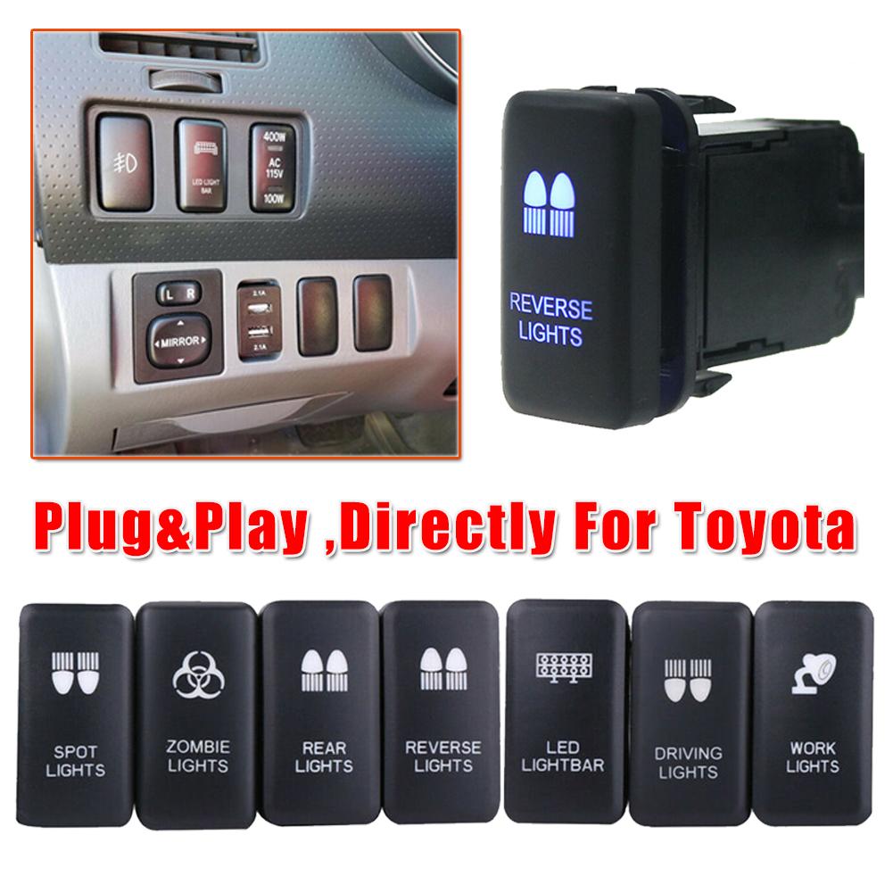 Kit Push Switch ON-OFF Heavy Duty ABS Plastic Single Pole 39x21mm For Toyota 12V