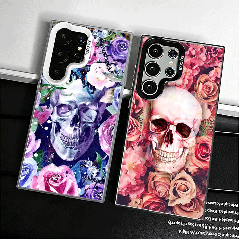 Floral Skull Flower Skeleton Shockproof Phone Case for Samsung Galaxy S26 Edge S25 Ultra S24 FE S23 Plus S21 Cover Anti Fall Fun