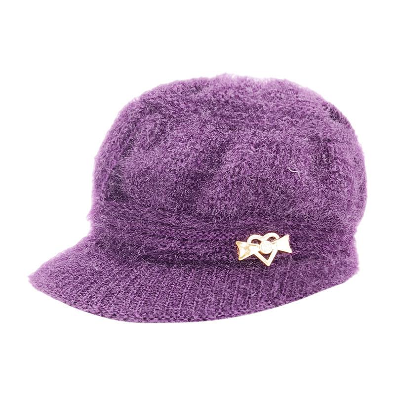 Knitted Embellished Heart Hat Winter Warm Thickened Pumpkin Cap Gift Outdoor