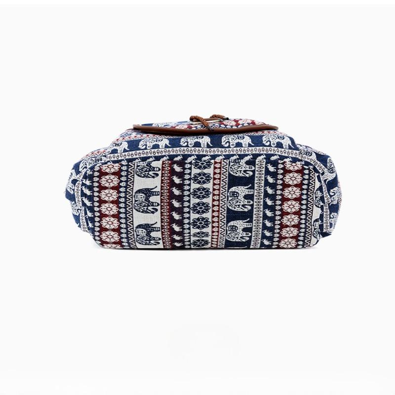 1Pc New Ethnic Style Multi-pocket Backpack Female Mori Foreign Style Large Capacity Canvas Schoolbag Casual Outdoor Small Backpack