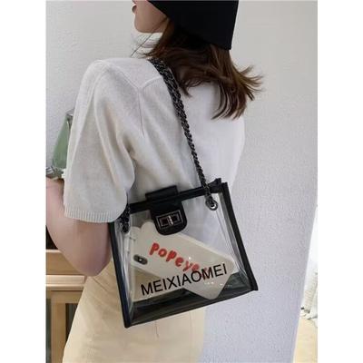 Küçük çantalar kadın yeni gelgit moda zincir crossbody çanta basit buzlu şeffaf paket