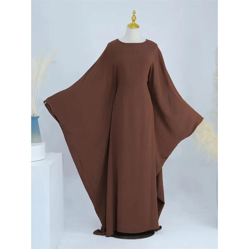Ramadan Eid Weiche Crepe Khimar Batwing Abaya Dubai Islam Muslim Modest Afrikanische Kleider für Frauen Kaftan Kebaya Robe Femme Musulma