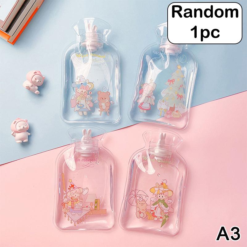 Portable Safe Hot Water Bag Cute Girl Heart Relaxing Transparent Warm Water Bottle Household Mini PVC Material Hand Warmer 1pc