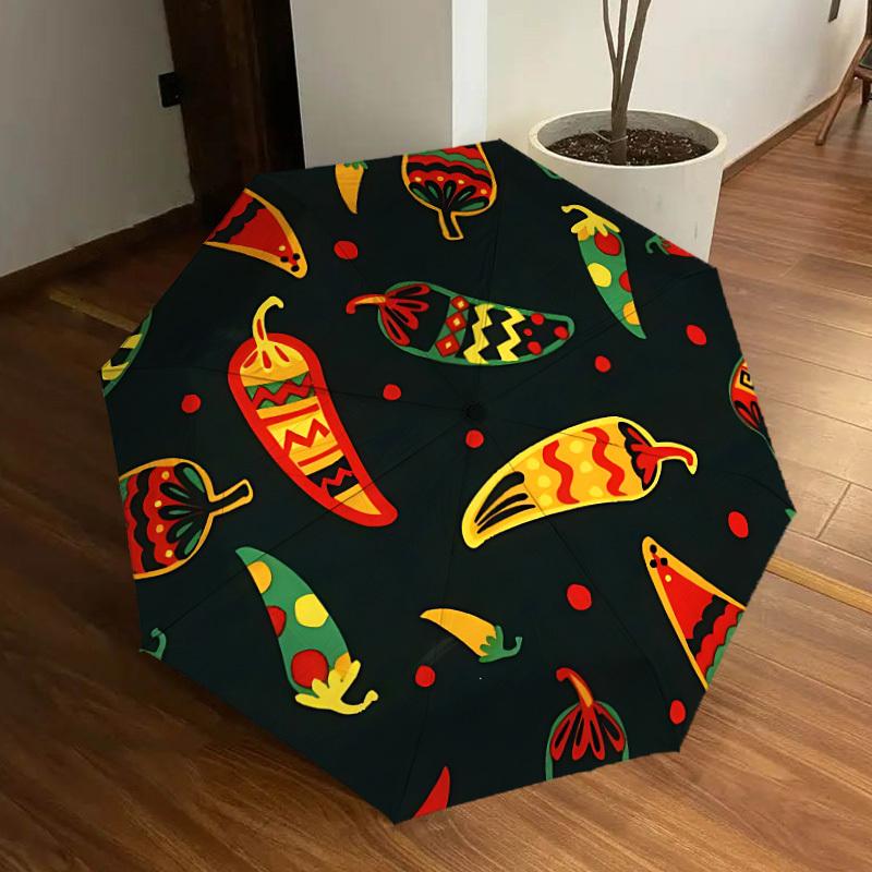 

1pc Chili Pepper Pattern Automatic Open/Close Umbrella, Formal Events - Ideal Gift for Family or Friends, Outdoor Accessory yy251211124