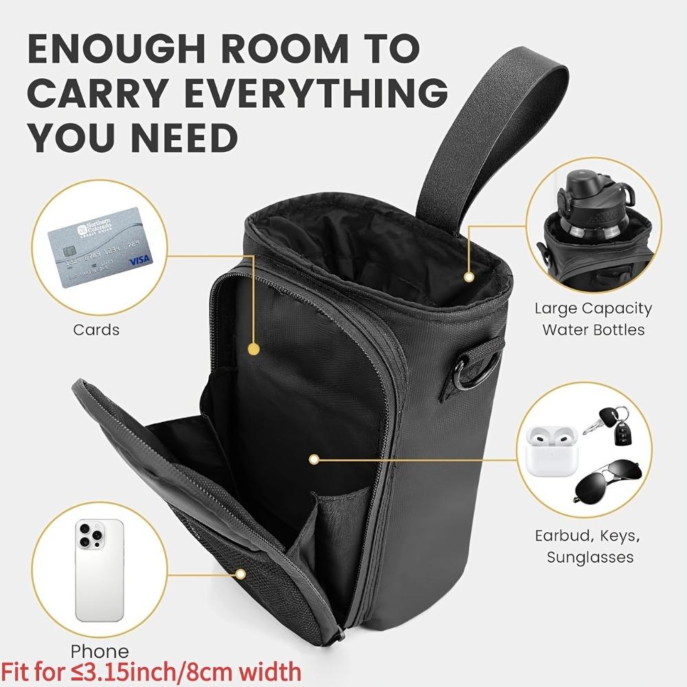 Magnetic Gym Bag Water Bottle Carrier Holder with Phone Pockets & Shoulder Strap Bottle Sling Bag Organizer Pouch Sleeve for Men