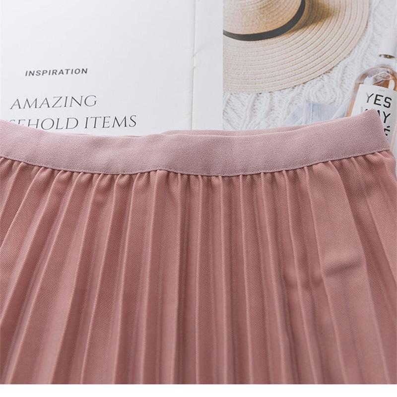 Elegant A Line Pleated Skirt Spring Summer Long Skirt Women Casual High Waisted Maxi Skirts EMA