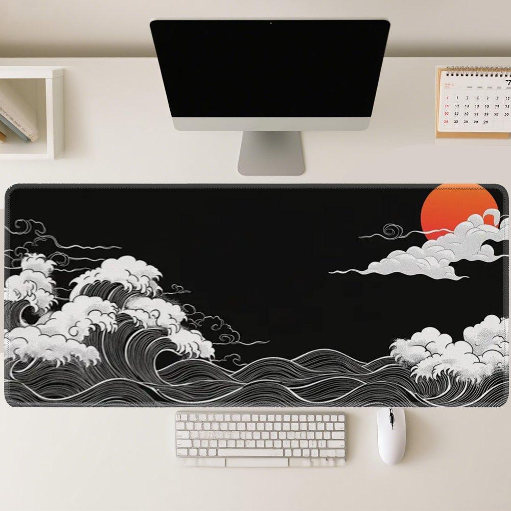 Extended large Mouse Pad Red Moon and Waves Design mousepad NonSlip Desk Mat Office carpet Gaming mats tapis de souris xxl