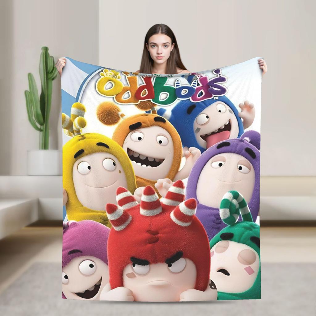 O-Oddboded kreslená flanelová deka Super měkká přehozová deka do ložnice Dekorativní novinka Přehoz na postel Potah na pohovku/postel