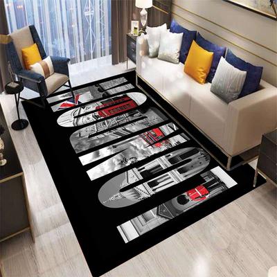 Stedelijk Stadsgezicht Tapijt Mat Kleed New York Londen Bezienswaardigheid Print Moderne Zwarte Achtergrond Woondecoratie Woonkamer Vloermat