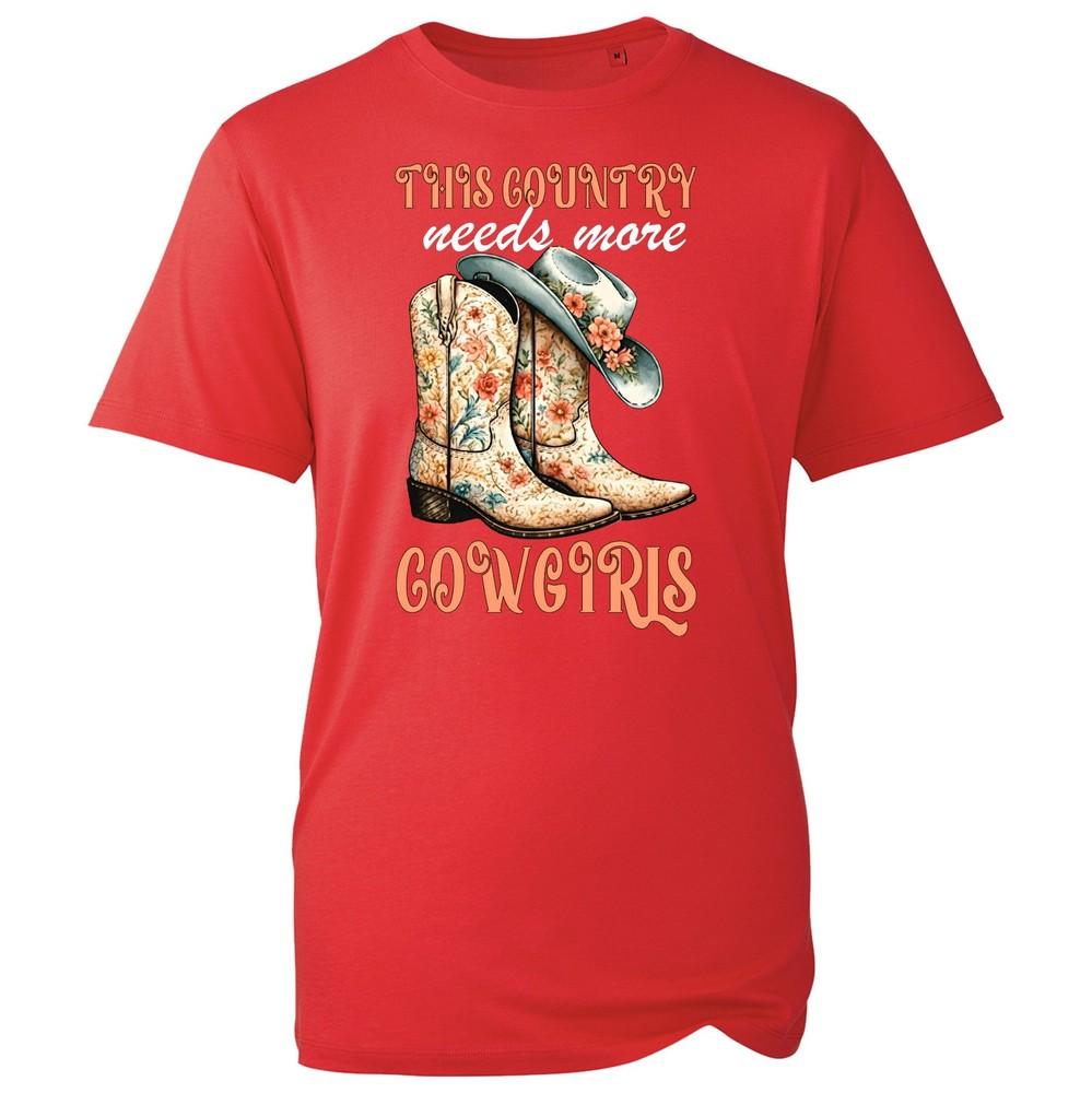 This Country Needs More Cowgirls Westren Boots Hat Graphic Unisexs Retro Tshirt S