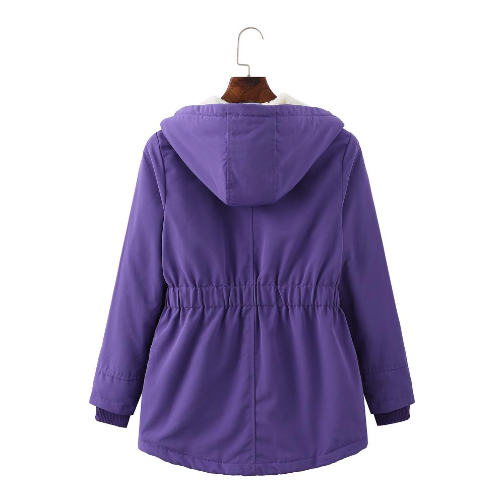 European Women's Hooded Lambskin Parka - Winter Warm Cotton Coat