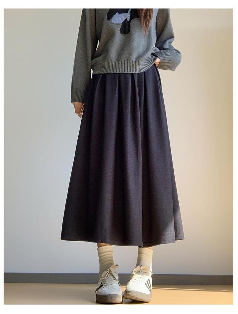 Autumn Winter 2025 High Waist Slimming A-line Long Skirt for Women