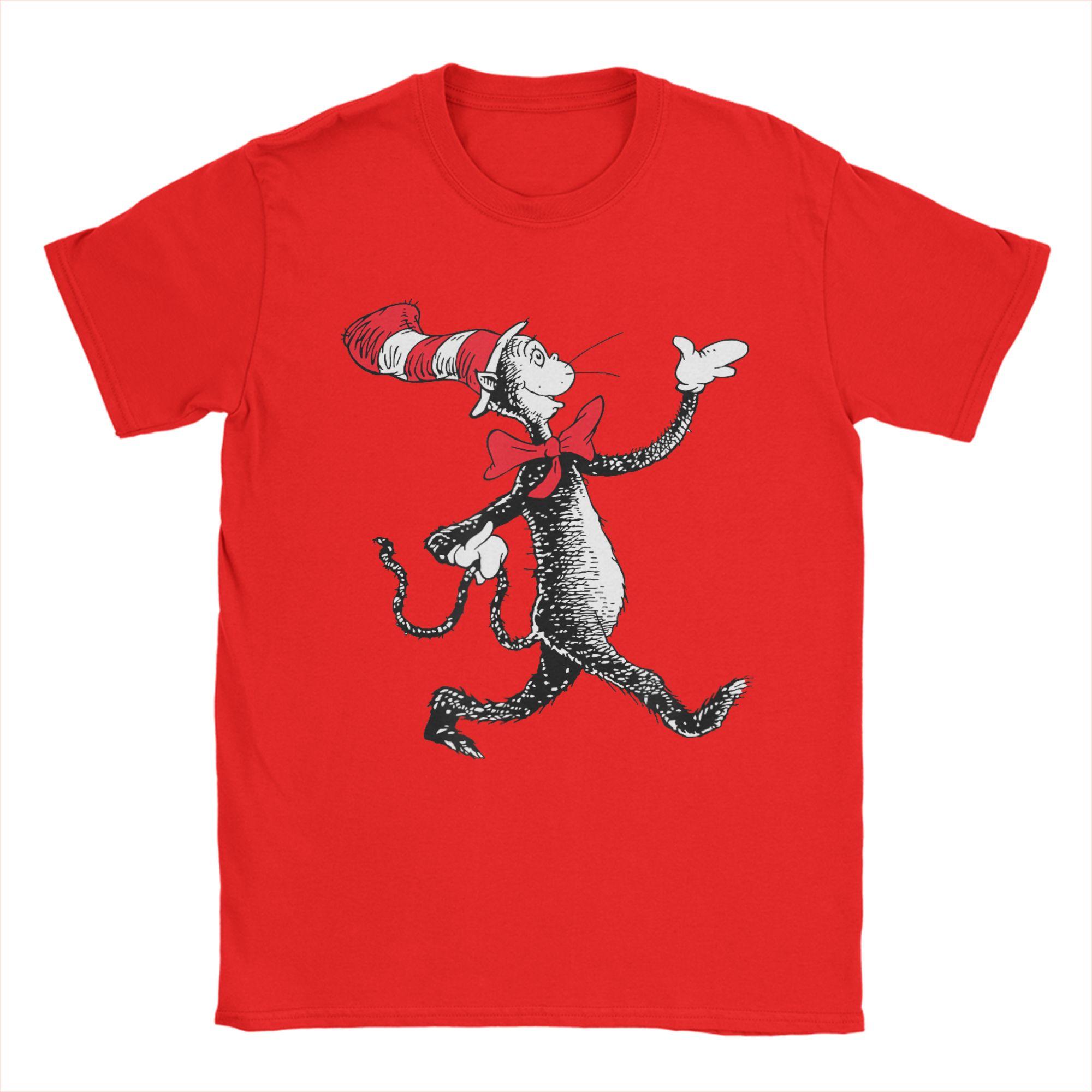 Dr. Seuss Strolling Cat T Shirts Unisex s Pure Cotton Novelty T-Shirt Crew Neck Tees Short Sleeve Clothes Unique S