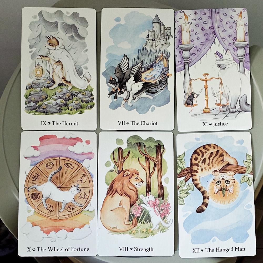 Caticorn Tarot Deck In Rigid Box, 78 Whimsical Watercolor Cat Cards 12*7cm Double-embossed, Indie Deck for Cat Enthusiasts