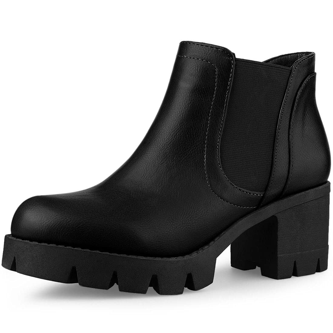 

Allegra K Chelsea Boots, Side Gore, Lug Sole, Chunky Heel, Women s, Black, Size 24.5cm