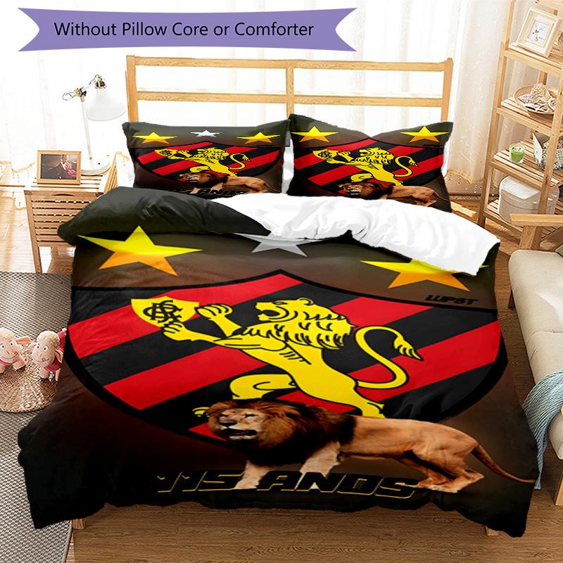 Sport Club Football Crest Printed Pattern Duvet Cover Set – includes 1 duvet cover and 2 matching pillowcases Bedroom decor Christmas gifts