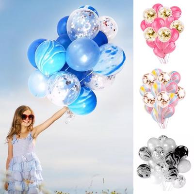 15pcs Blue Agate Balloon Pink Confetti Ballon Happy Birthday Balloon Baby Shower Decoration