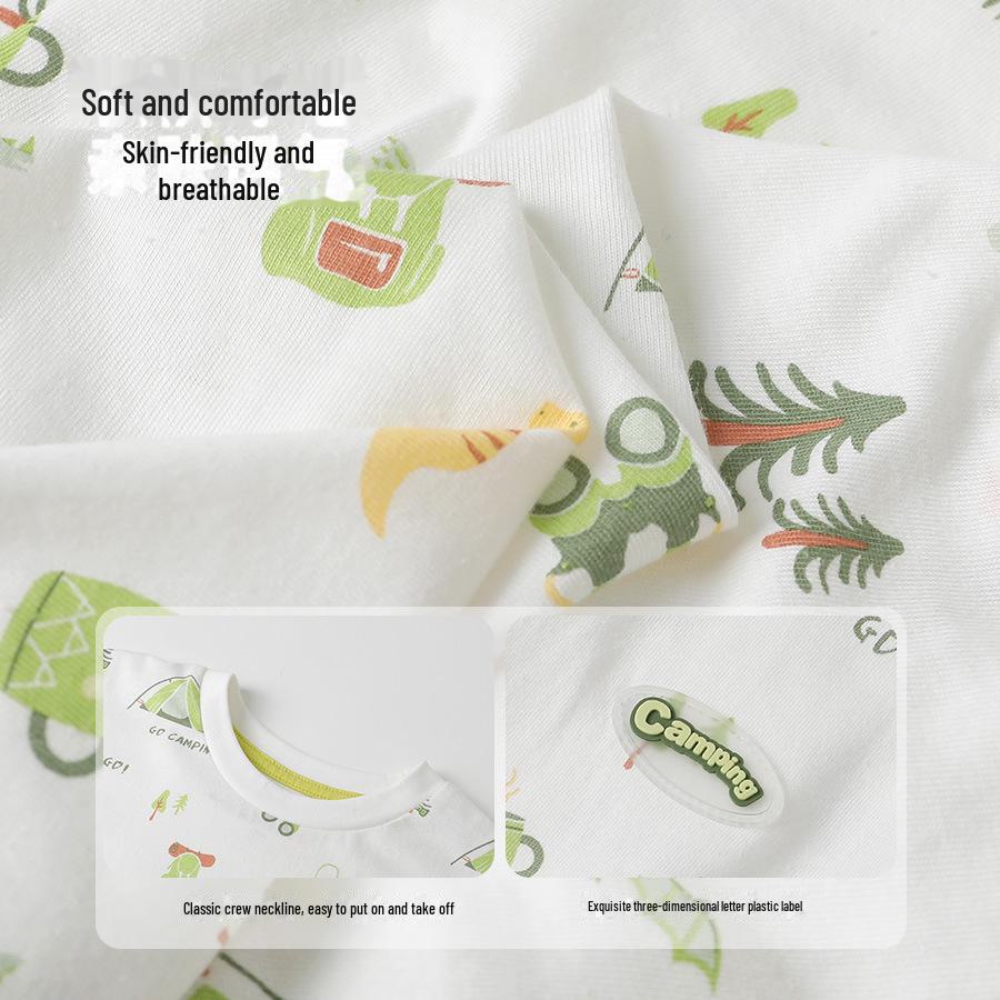 Boys' Cotton Short-Sleeve Summer T-Shirt - Lightweight Children's Top