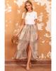 Azura Exchange Flower Print Maxi Skirt with Smocked Waist and Button Slit