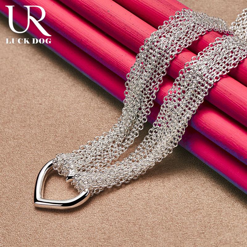 925 Sterling Silver Women's Multi Line Heart-shaped Fashion Wedding Jewelry