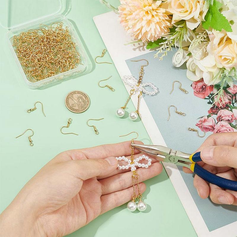 5 Paar 18K Gold Plated Ohrhaken Kupfer Hypoallergen Ohrdrähte Fischhaken für Schmuck DIY Ohrringherstellung