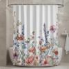 Floral Shower Curtain Waterproof Floral Print Bath Curtain Machine Easy-Care Quick-Drying