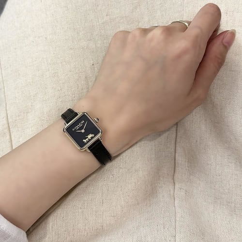 Coach Women's CASS Square Leather Watch with Leather Strap 14504225