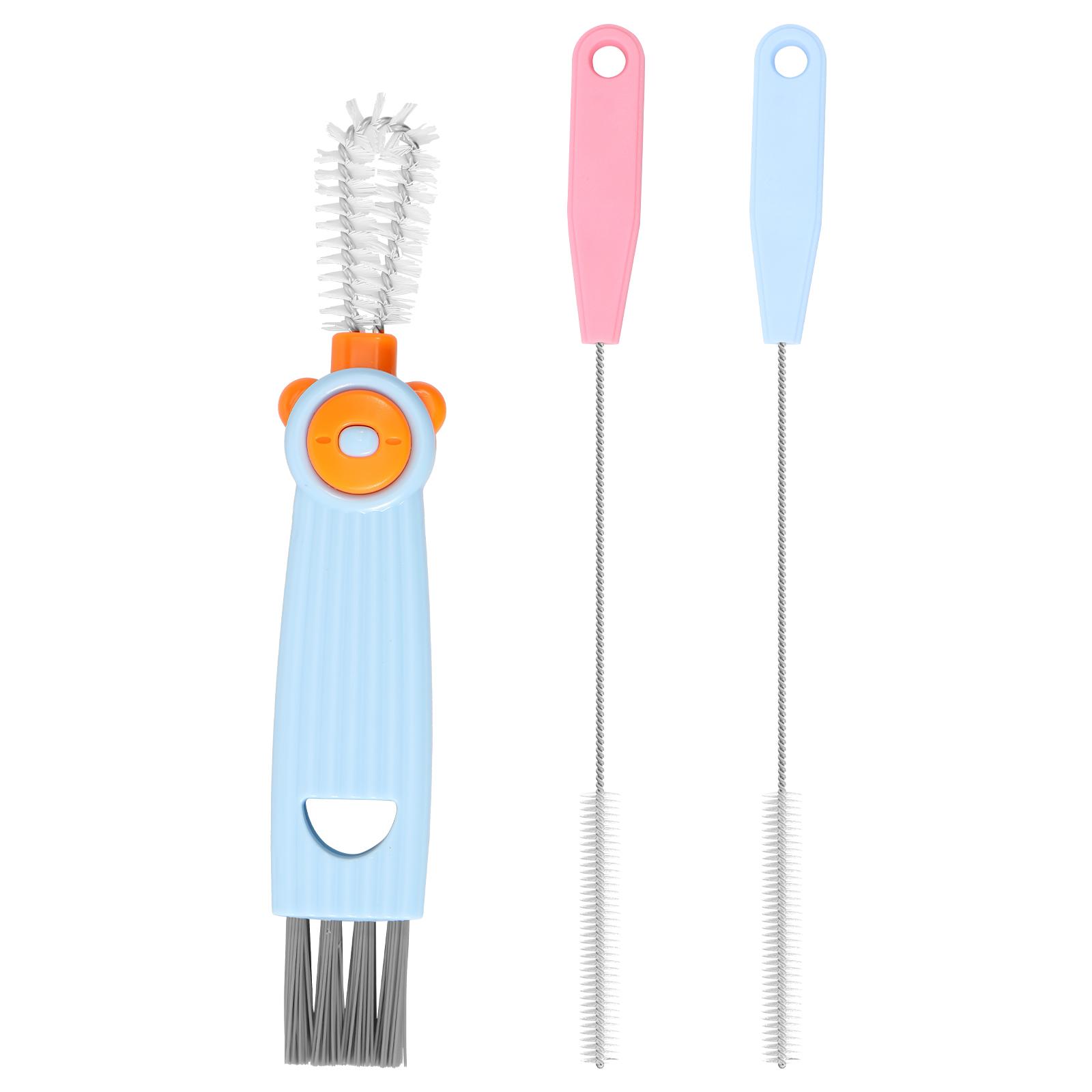 

3 in 1 Cup Lid Gap Cleaning Brush Bottle and Straw Brush No Dead Corner Baby Milk Drink Bottle Cleaning Coffee Cup Brush Tools