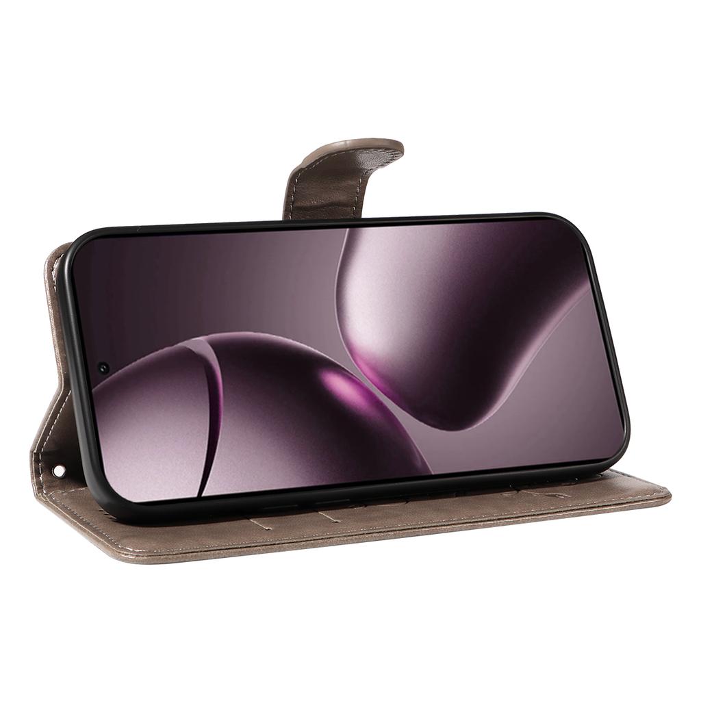 For Honor 400 5G (Global) Stand Case Leaf Shape Magnetic Clasp Leather Phone Cover with Hand Strap