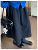 Deep Gray Women's Wool Blend Half-Skirt, Elastic Waist, Slimming Korean Mid-Length Umbrella Style for Autumn/Winter 2025