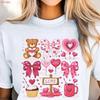 Adorable Valentines Day Collage T Shirt Coquette Bows Teddy Bear And Hearts Top Perfect Rounisextic Idea Love Mug Vintage