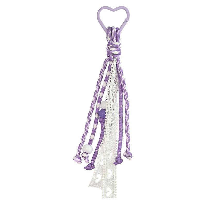 Kreative Bonbonfarben-Serie Spitzband geflochtenes Lanyard Miu-Stil Kletterseil Auto-Schlüsselanhänger Taschenanhänger