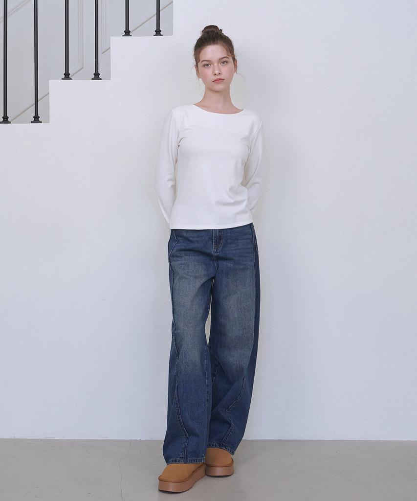 MICANE Blake Fringe Line Wide Denim Pants