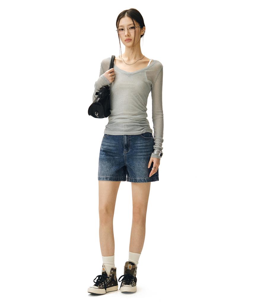 Deketeuumeon Signature Denim Shorts Dcwpt007Blueb