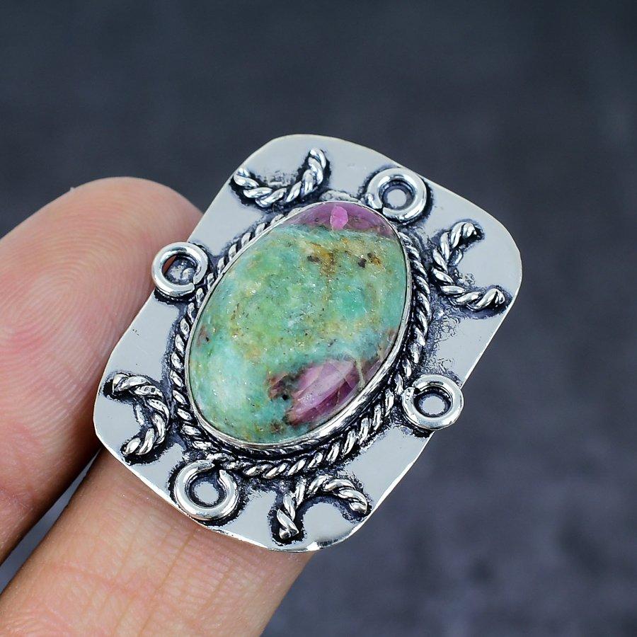 Ruby Fuchsite Gemstone 925 Sterling Silver Jewelry Ring Size 9