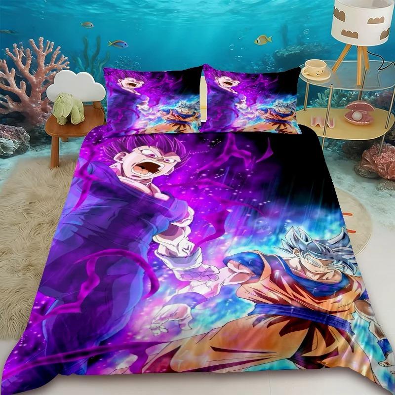 Teens Goku Duvet Cover Dragon Ball Goku Cartoon Bedding Set Quilt Cover Twin King Dormitory Bedroom Home Decor