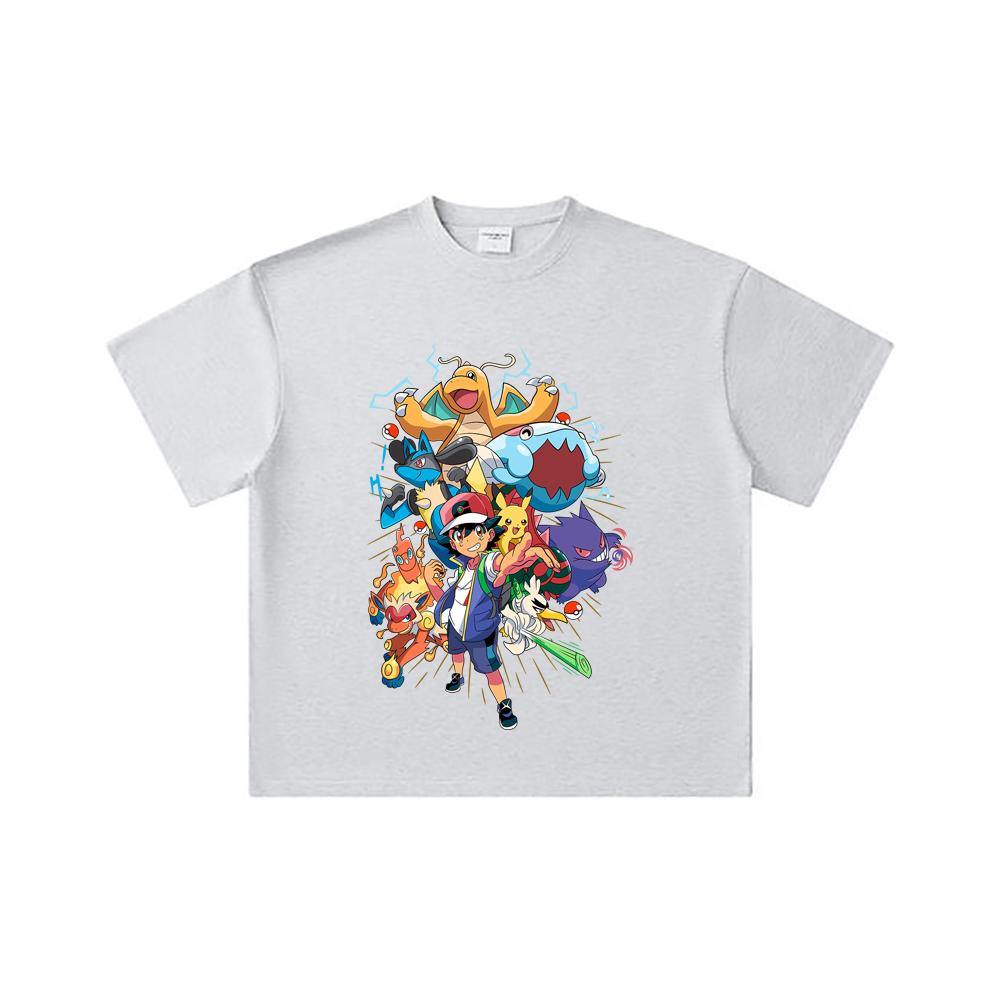 260 GSM Double Yarn 32 Count 100% Cotton Pokemon V20 Print Unisex Heavy Cotton T Shirt