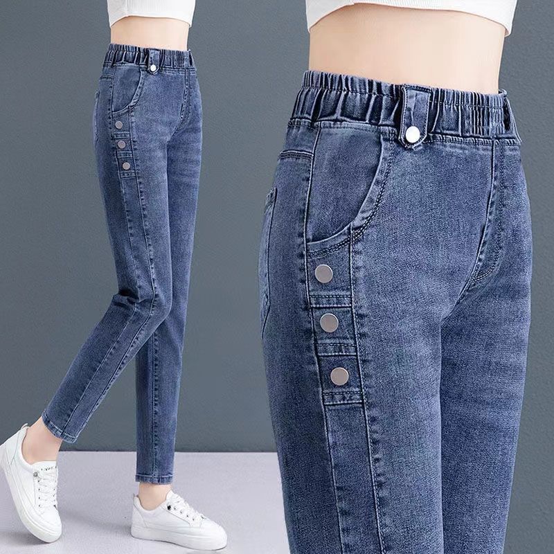 Hoge Taille Skinny Pencil Jeans Dames Koreaans Stretch Vaqueros Casual Streetwear Slim Denim Broek Knoop Pantalones Vintage