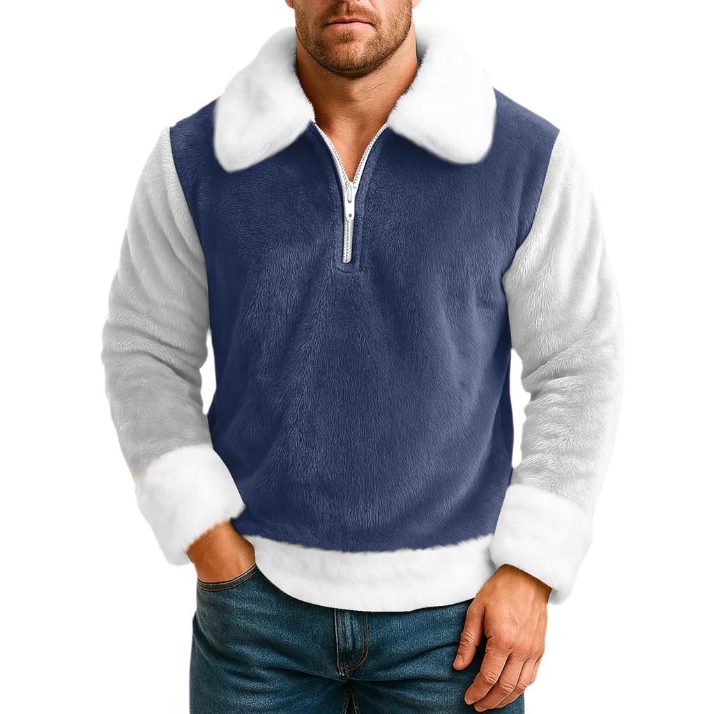 Men's Leisure Half Zipper Flip Collar Hoodie