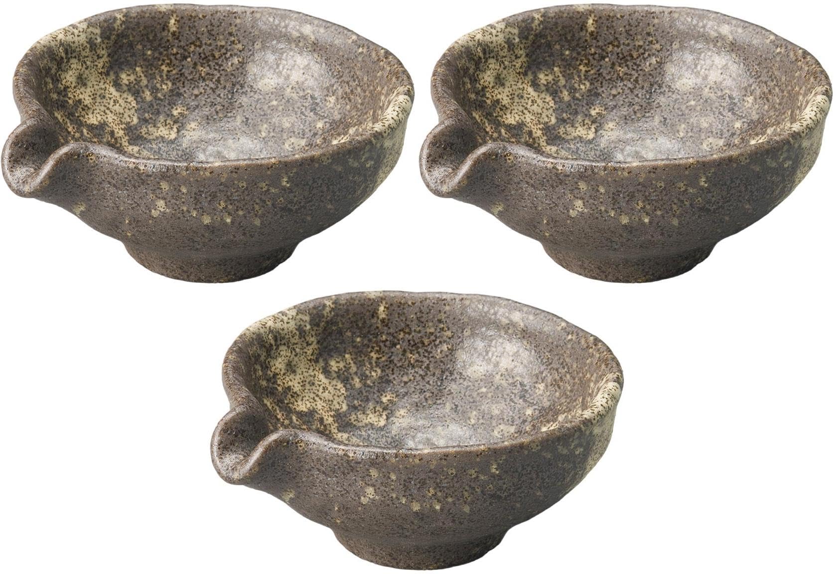 

Set of 3 Black Bizen Katakuchi Small Bowl (small) [ 10.4×9×4.2cm ]