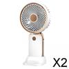 2x Mini Handheld Fan Portable Personal Desk Table with Base Quiet Operate for Woman Kids