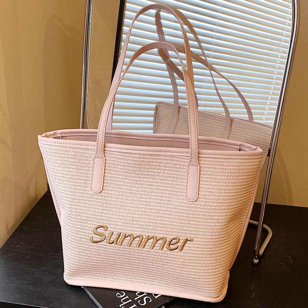 Summer Seaside Beach Vacation Straw Bag Women's 2025 New Large-capacity Shoulder Bag Fashion Commuter Tote Bag