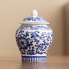 Creative Blue and White Porcelain Tea Canister Moisture-Proof Sealed Storage Jar Artistic Floral Ceramic Jar Storage Container
