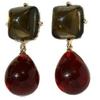Artistic Retro Square Jewelry Set: Simple, Elegant, Translucent Earrings & Necklaces In Hong Kong Style.